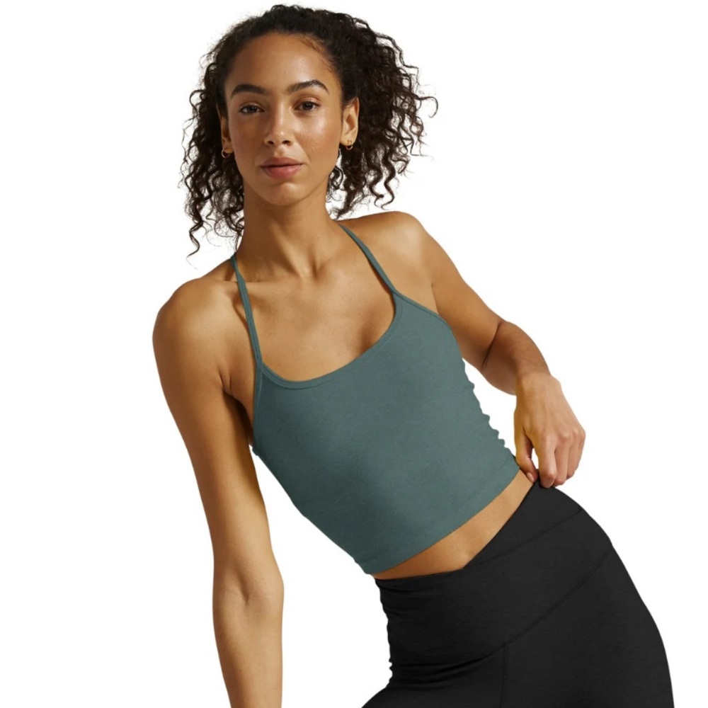 Beyond Yoga Spacedye Slim Racerback Cropped Tank - Storm Heather